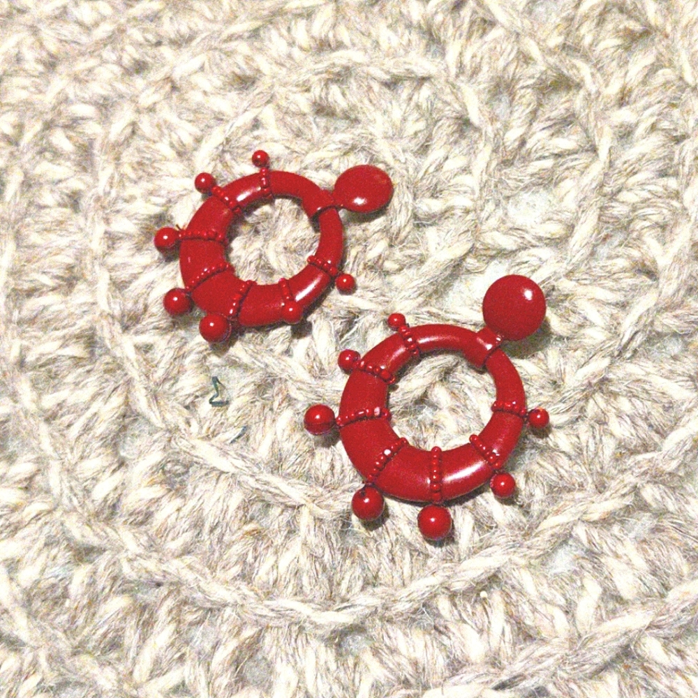 Women's red hoop earrings